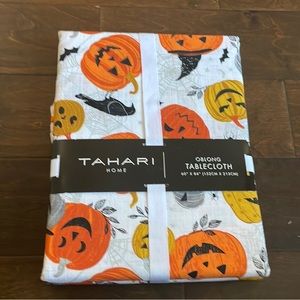 Tahari Halloween Tablecloth Pumpkin Crows Spiderweb 60”x84”
